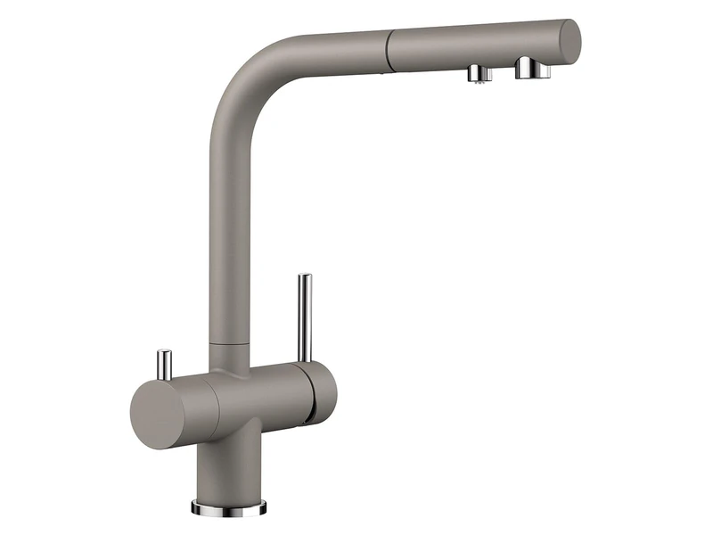 BLANCO FONTAS-S II Filter | Kitchen Mixer tap in Tartufo | High-Pressure | with Pull-Out Hose | Non-Return Valve | Water-Saving | Separate Filter Required | [16.6x26.4x30.6 cm]