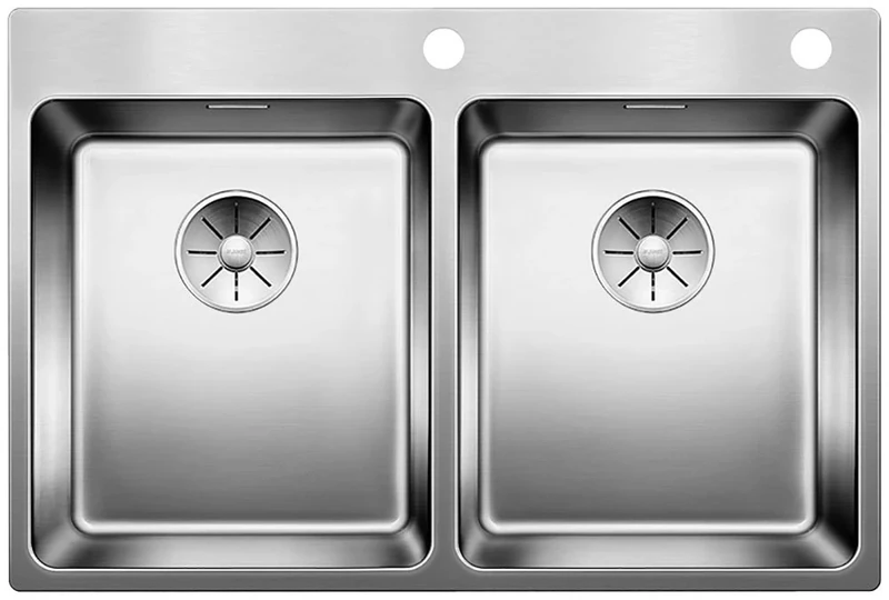 BLANCO ANDANO 340/340-IF/A Stainless Steel Sink, Installation Type: Installation from Top and Flush-Mounted for 80 cm Wide Base Cabinets, Resistant to Scratches, Large Basin Volume