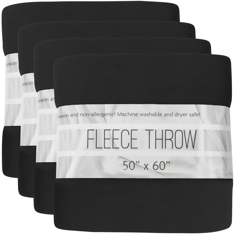 Trail maker 50 x 60 Inch Ultra Soft Fleece Throw Blanket Wholesale Case Pack 24 (Black)