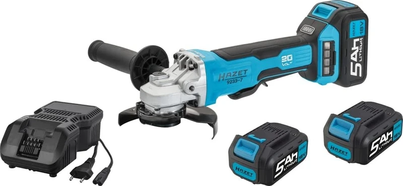 Hazet 2678510 Angle Grinder Set (4 Pieces, Cordless Angle Grinder, Quick Charger, 2 Li-ion Batteries 18 V, 5 Ah) 2678510