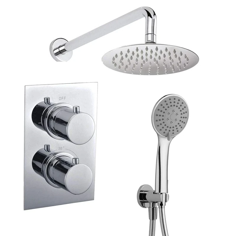 Oxen 153684 Thermostatic Shower Recessed Wall Outlet, Gloss Chrome