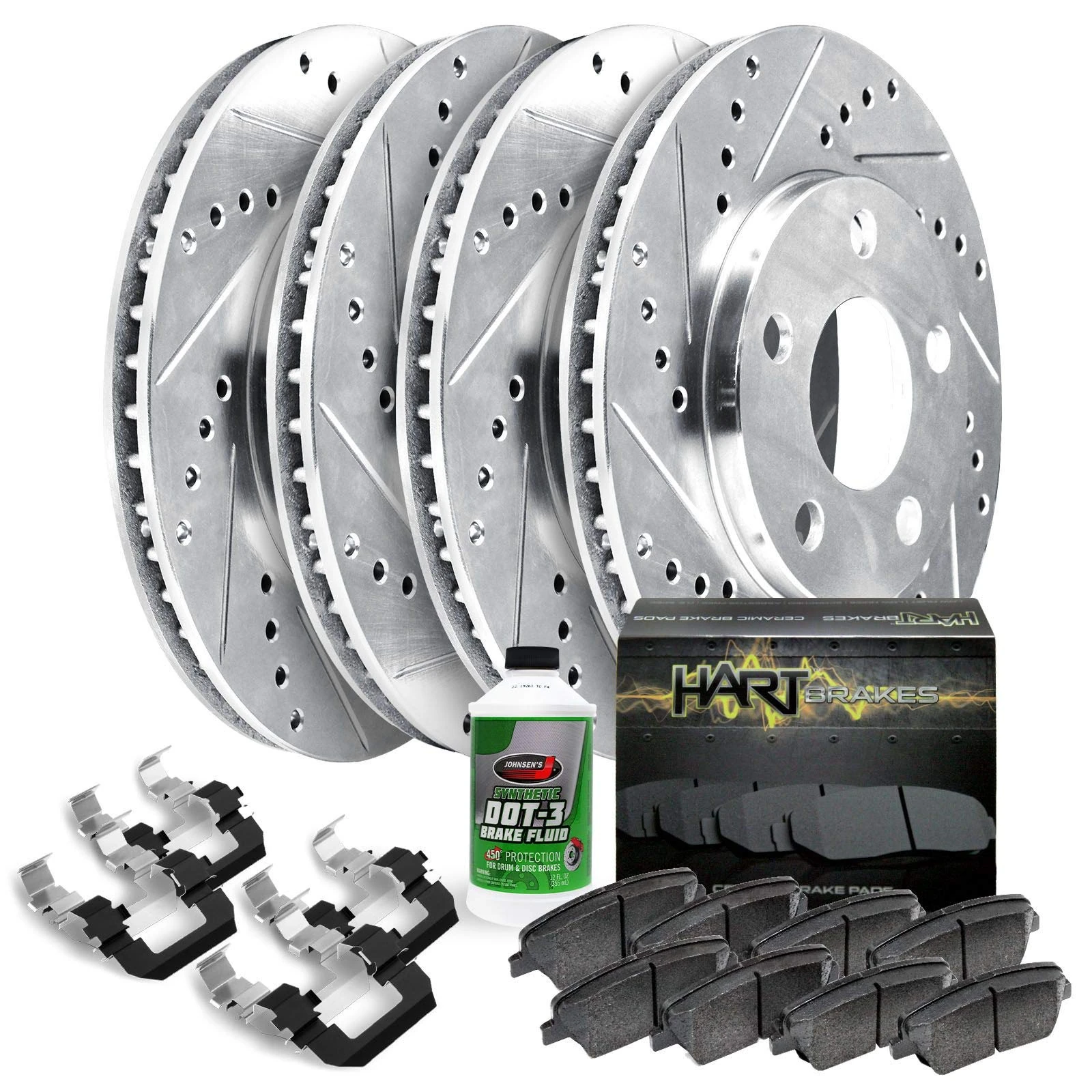 Hart Brakes Front Rear Brakes and Rotors Kit |Front Rear Brake Pads| Brake Rotors and Pads| Ceramic Brake Pads and Rotors - PHCC.45064.02