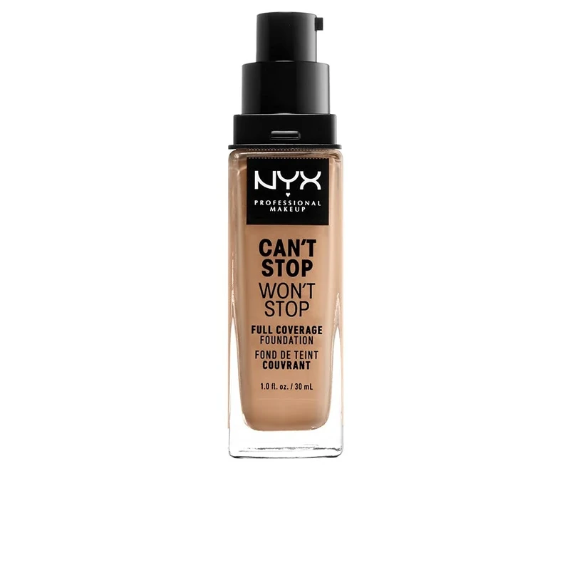 NYX Professional Makeup 24 Hour Full Coverage Lightweight Foundation, Can't Stop Won't Stop, Long Lasting, Waterproof, Vegan Formula, Matte Finish, Shade: Neutral buff