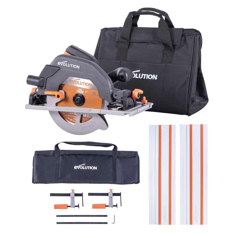 Evolution Power Tools R185CCSX+ Multi-Material Circular Saw, 185 mm, (110 V) with 1400 mm Track