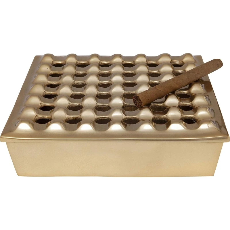 Kare Design Ashtray Soho Square, Brass, Steel, Retro, Ash Holder for Smokers, Cigarettes, Cigars, Table Decoration, Inside, 7x25x25 cm