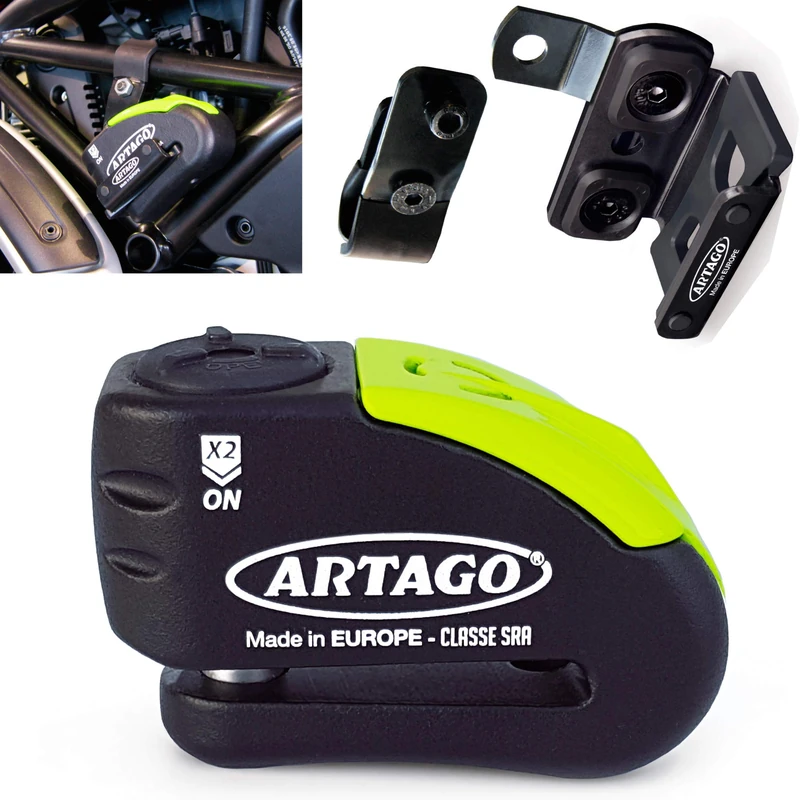 ARTAGO 30X5 Pack Anti-Theft Disc Lock with Alarm 120db High Security + Bracket for Ducati Monster Diavel, SRA Approved and Sold Secure Gold