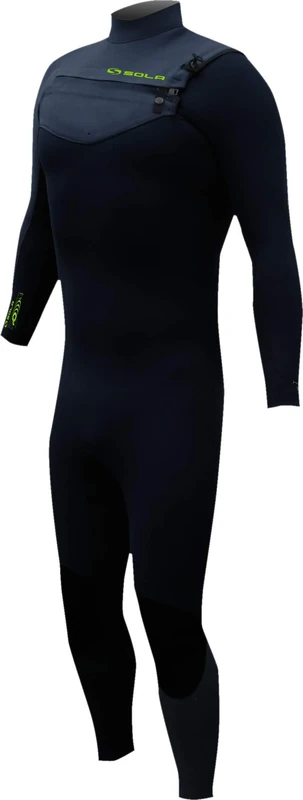 SOLA H2o 4/3 Mens GBS Front Zip Fullsuit, Graphite/Black, MED