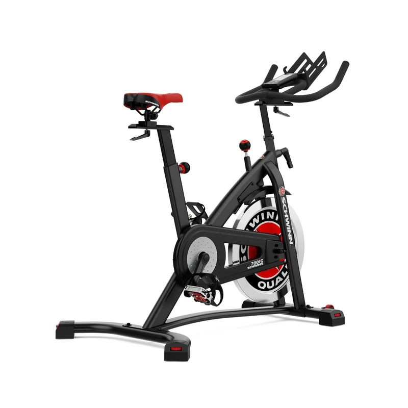 Schwinn 700IC Indoor Cycling Bike Silent Low Maintenance Belt Drive 18kg Flywheel Dual SPD Pedals Adjustable Fit LCD Console Tablet Holder No Subscription Required