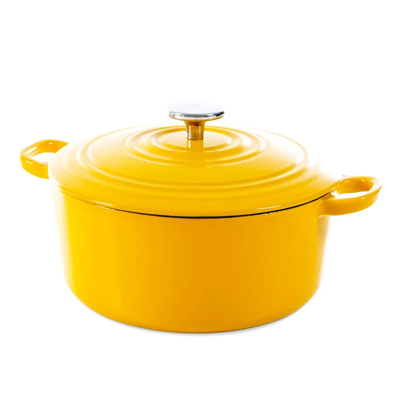 BK Cookware German Enamelled Iron, 28 cm/6.7 Litre Dutch Oven Casserole Dish with Lid, Induction, Dishwasher & Oven Safe, Sunny Yellow