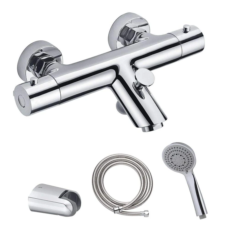 Oxen 153734 Thermostatic Bathtub Bravo with Equipment, Chrome Gloss