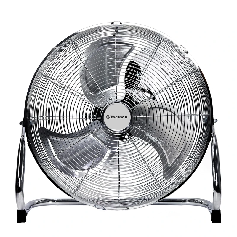Belaco 18 Inch Metal Floor Fan, High Velocity Chrome Cooling Stand Fan, 3 Speed Air Circulator, Heavy Duty High Airflow for Home, Office & Commercial Use – BLFF-50