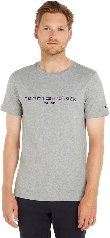 Tommy Hilfiger Men's Core Tommy Logo Tee Mw0mw11465 T-Shirt, Grey (Cloud Htr), XXL