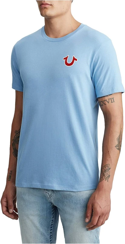 True Religion Men's Buddha Logo Crew Neck Tee, Oasis Blue, M