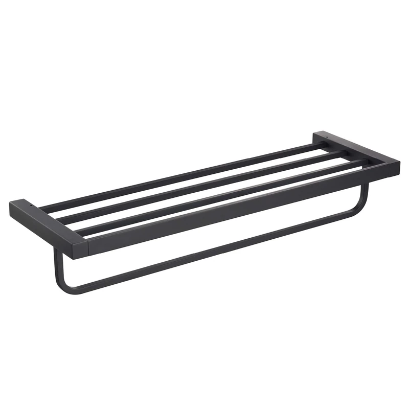 KRAUS Stelios Bathroom Shelf with Towel Bar, Matte Black Finish, KEA-19942MB