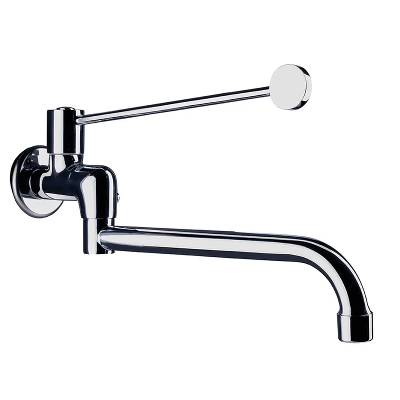 Kibath L162554 Medical Wall Swivel Spout Tap. Ideal for Use in Healthcare Environments with Long Lever Drive, Gloss Chrome