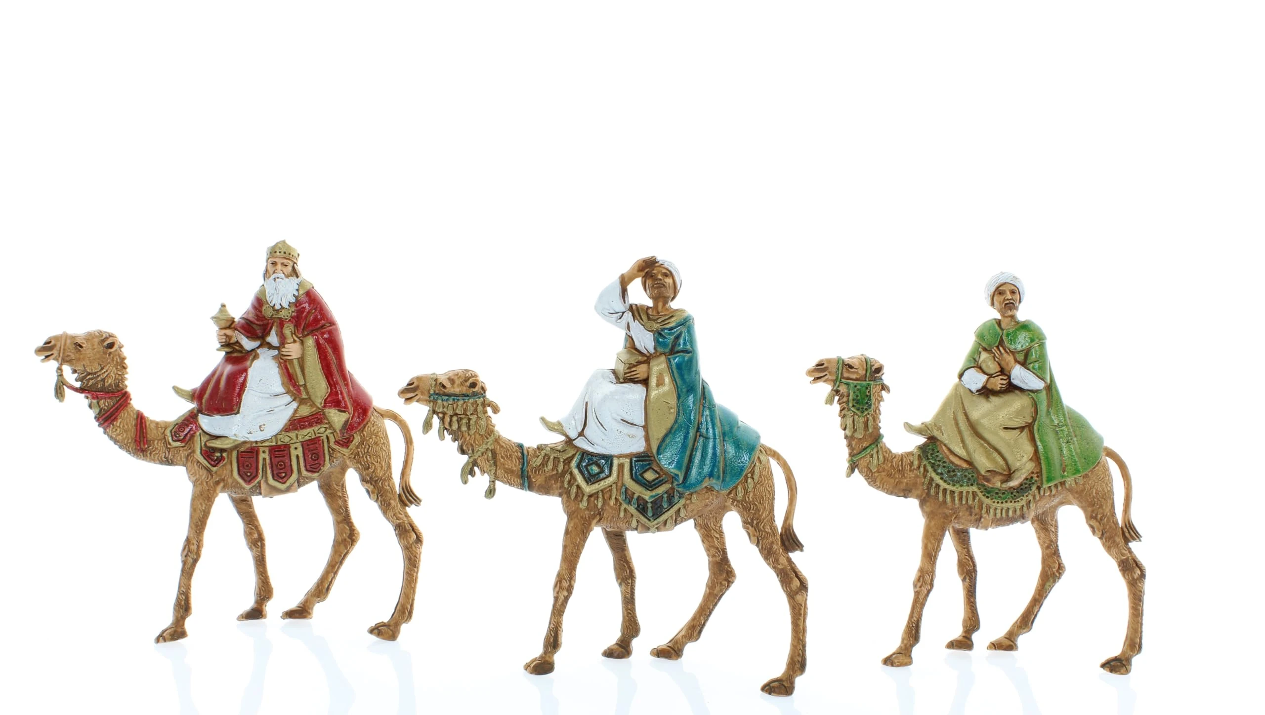 Moranduzzo Set of 3 Wise Men on Camel for 8 cm Nativity Scene – COMPACT 8 – Scale 1:22 – Unbreakable Hand-Painted Figurines, Sculptor M. Landi, Made in Italy