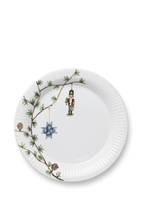 Kähler Hammershøi Christmas Plate Diameter 27 cm Handmade with Watercolour Painting, White