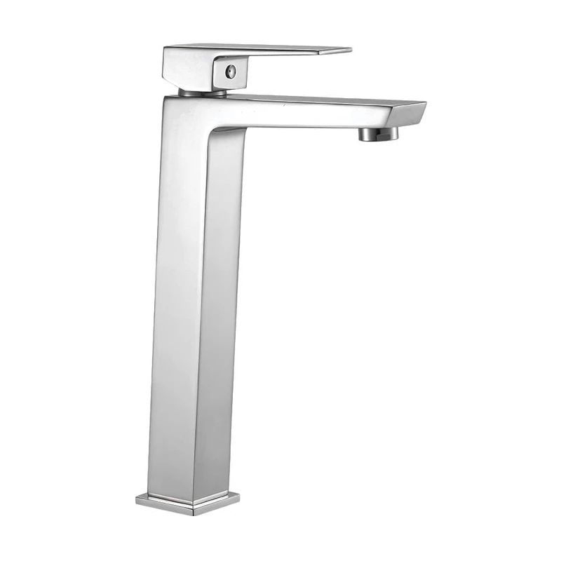 Kibath 153204 Single-Lever High View Tap, Perfect for Countertop Basins or Bowl Type. Made of Brass and Gloss Chrome Finish. Includes Hardware, Hoses and Cartridge