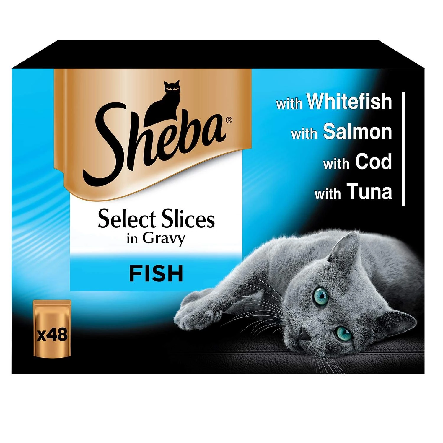 Sheba Select Slices Cat Pouches Fish Collection in Gravy 48 x 85g