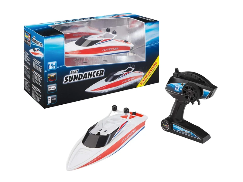 Revell Control 24137 Remote Control Boat "Sundancer" With Precise 2.4 GHz Control, 2 Powerful Electric Motors, Powerful Li-Ion Battery, 2 Channel, Propellers Start Only In Water, 31cm in length