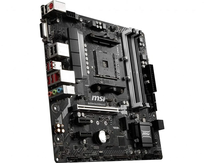 MSI B450M BAZOOKA V2 Motherboard 'mATX, AM4, DDR4, LAN, USB 3.1 Gen1, M.2, Mystic Light Sync, HDMI, DVI-D, AMD RYZEN 1st, 2nd and 3rd Gen'