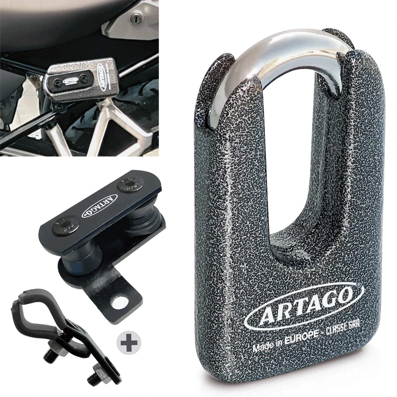 Artago 69T5 Pack Anti-Theft Disc Lock High Security + Bracket for Ducati Monster Diavel, SRA Approved, Sold Secure Gold, ART4