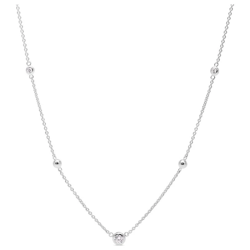 Fossil Necklace for Women Glitz By The Yard, Total Length: 40 cm + 2.54 cm + 2.54 cm Silver Sterling Silver Necklace, JFS00453040