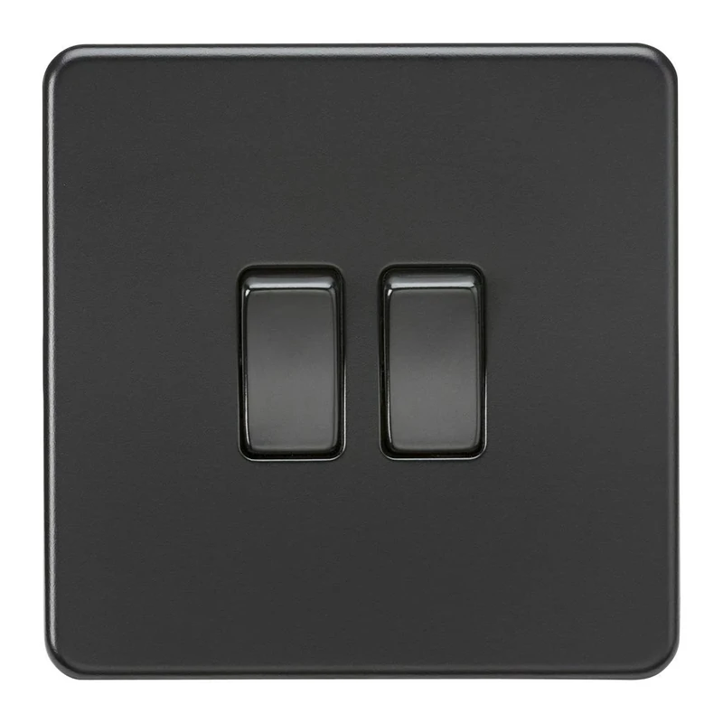 Knightsbridge SF3000MBB Screwless 2G 2-Way Switch Rockers, 230 V, Matt Black