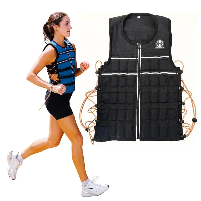 Hyperwear Hyper Vest Elite Weighted Vest Thin Adjustable 10lbs for Men or Women, Durable Cordura Fabric, Reflective Trim, and Shock Cord Side Lacing (10, Medium) - Image 1