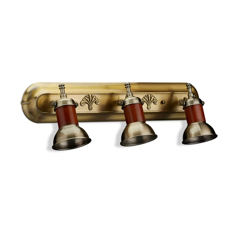 Relaxdays Set of 3 Wall Lights, Antique Brass with Tilt Lampshade, Metal, HBT 17.5 x 12 x 15 cm, Maritime