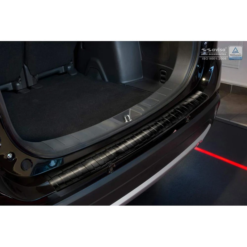 Avisa Black Stainless Steel Rear bumper protector compatible with Mitsubishi Outlander III Facelift 2015- 'Ribs'