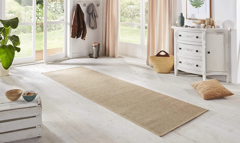 BT Carpet Nature Runner Indoor and Outdoor - Loop Kitchen Runner Non-Slip Flat Weave Short Pile Wool Look Fineloop Kitchen Rug for Hallway, Kitchen, Garden, Patio, Bathroom - Anthracite, 80 x 500 cm