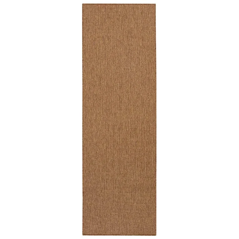 BT Carpet Nature Runner Indoor and Outdoor Loop Kitchen Runner Non-Slip Flat Weave Short Pile Wool Look Fineloop Kitchen Rug for Hallway Kitchen Garden Patio Bathroom Natural Brown 80 x 450 cm