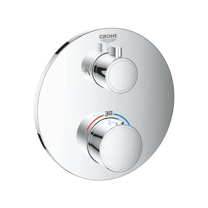 GROHE Grohtherm Thermostatic Shower Mixer Trim Set to Control 2 Showers, Concealed Installation, Chrome, 24076000