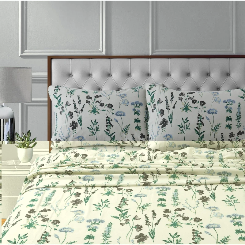 Tribeca Living Deep Pocket Sheet Set, Fleur, California King