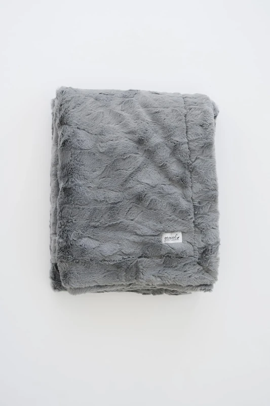 GRACED SOFT LUXURIES Throw Blanket Large Softest Warm Elegant Cozy Faux Fur for Home, Couch, Sofa, Chair, Den, Living Room (Solid Gray, Extra Large 60" x 80")
