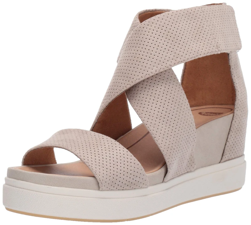 Dr. Scholl's Shoes Women's Sheena Platform Wedge Sandal, Beige, 5.5 UK