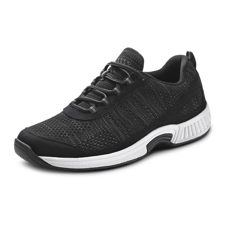 Orthofeet Men's Orthopedic Knit Lava Sneakers, Black, 10.5 - Image 1