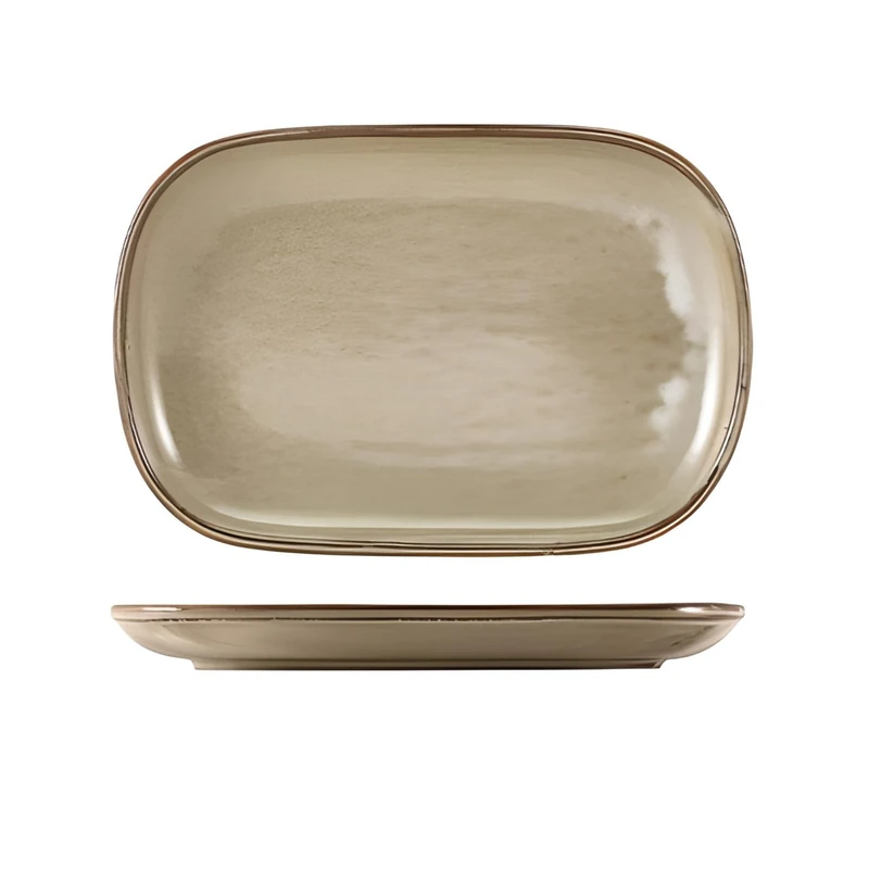 Genware Terra Porcelain Grey Rectangular Plate, 24cm, RP-PG24, Pack of 12