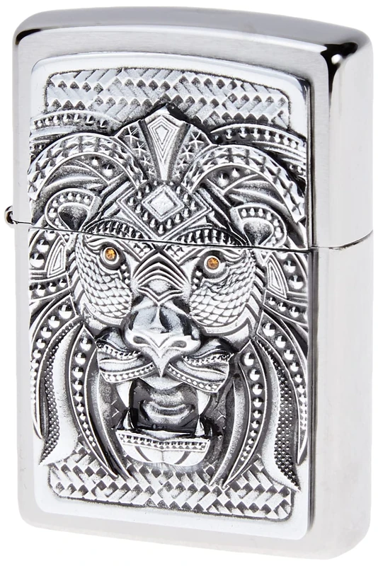 Zippo - Windproof Lighter, Art Lion, Brushed Chrome, Emblem, Refillable, Reusable, Windproof Design, Gift Box, Made in the USA - Image 1