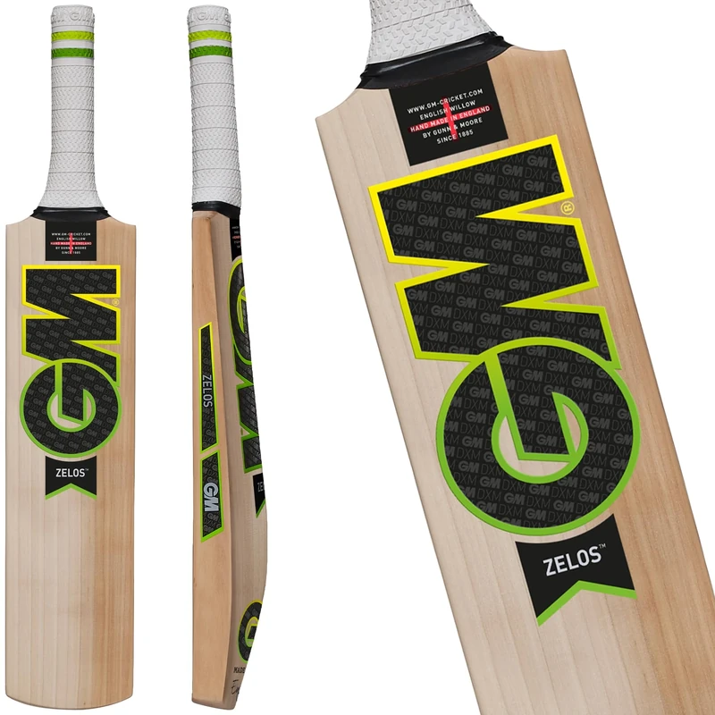 GM Cricket Unisex Adult ZELOS CATCHING Cricket Bat - Green/Yellow/White/Black, One Size