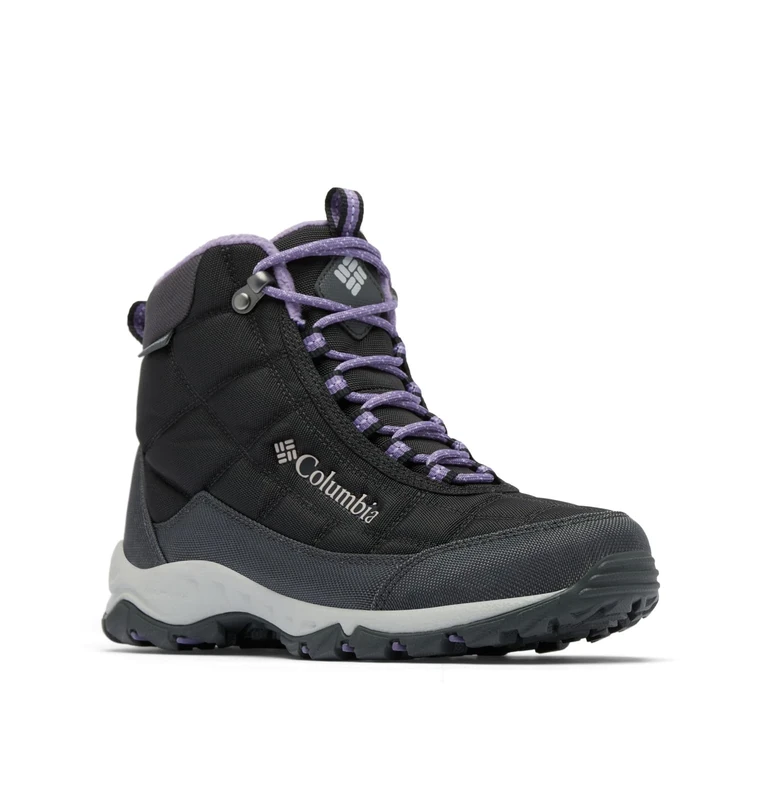 Columbia FIRECAMP BOOT Waterproof Women's Snow Boots, Black x Plum Purple, 4 UK