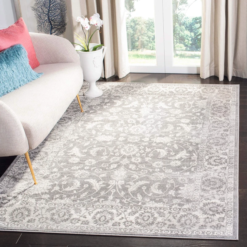 Safavieh Traditional Indoor Woven Rectangle Area Rug, Brentwood Collection, BNT844, in Cream / Grey, 160 X 229 cm for Living Room, Bedroom or Any Indoor Space