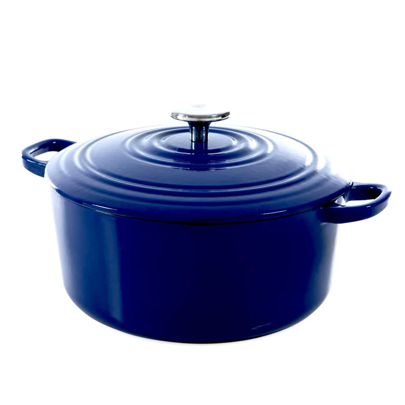 BK Cookware German Enamelled Iron, 28 cm/6.7 Litre Dutch Oven Casserole Dish with Lid, Induction, Dishwasher & Oven Safe, Royal Blue
