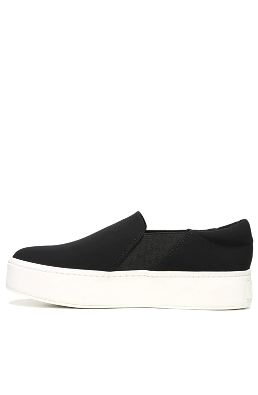 Vince Women's Warren Slip On Platform Sneaker, Black Micro Stretch, 4 UK