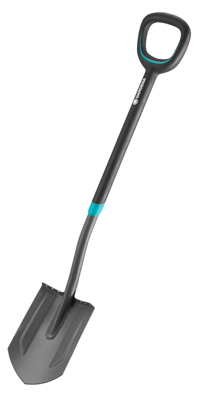 Gardena ErgoLine Pointed Spade, Garden Spade Steel for Turning Over and Removing Soil with Foot Rest and Ergonomic D-Handle 17012-20