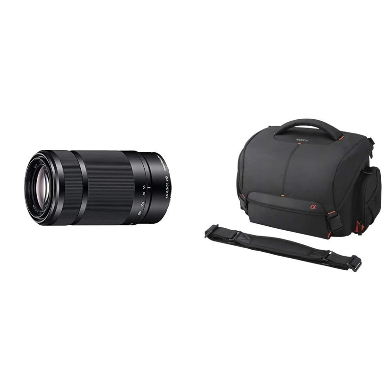 Sony SEL55210 E Mount APS-C 55-210 mm F4.5-6.3 Telephoto Zoom Lens + Alpha LCS-SC8 DSLR System Case - Black