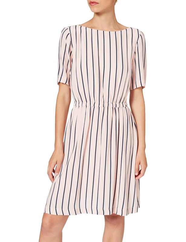 SELECTED FEMME Women's Slfalessa 2/4 Short Dress B Dress Not Applicable, Multicolour (Pink Dogwood Stripes: Dark Sapphire), 10 (Manufacturer Size: 36)
