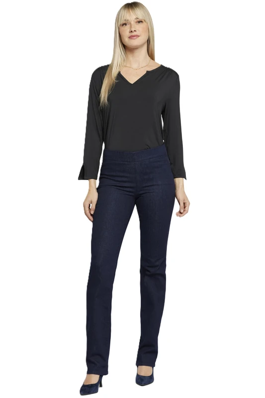NYDJ Women's Pull on Marilyn Straight Jeans, Rinse, 2