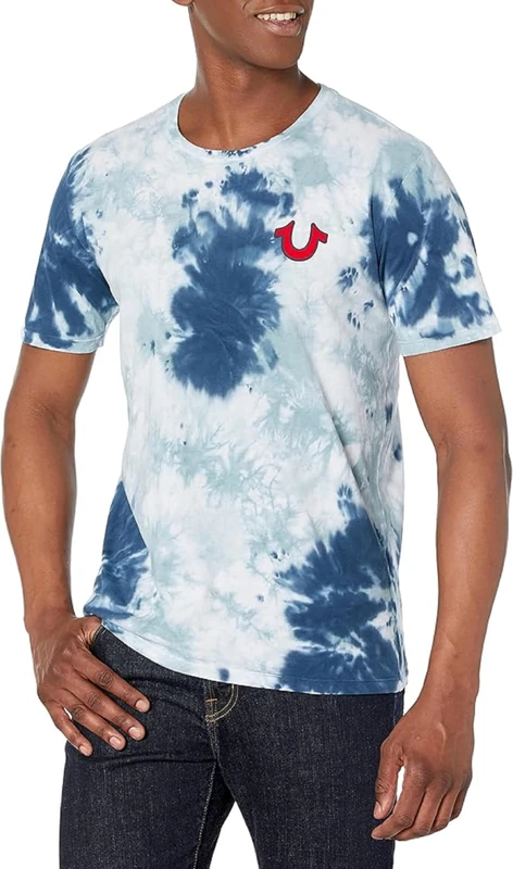 True Religion Men's Buddha Logo Crew Neck Tee, Oasis Blue, S
